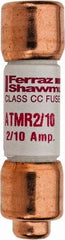 Ferraz Shawmut - 600 VAC/VDC, 0.2 Amp, Fast-Acting General Purpose Fuse - Clip Mount, 1-1/2" OAL, 100 at DC, 200 at AC kA Rating, 13/32" Diam - Caliber Tooling