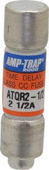 Ferraz Shawmut - 300 VDC, 600 VAC, 2.5 Amp, Time Delay General Purpose Fuse - Clip Mount, 1-1/2" OAL, 100 at DC, 200 at AC kA Rating, 13/32" Diam - Caliber Tooling