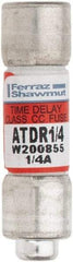 Ferraz Shawmut - 300 VDC, 600 VAC, 0.25 Amp, Time Delay General Purpose Fuse - Clip Mount, 1-1/2" OAL, 100 at DC, 200 at AC kA Rating, 13/32" Diam - Caliber Tooling