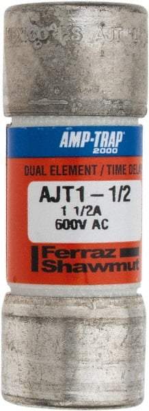 Ferraz Shawmut - 500 VDC, 600 VAC, 1.5 Amp, Time Delay General Purpose Fuse - Clip Mount, 2-1/4" OAL, 100 at DC, 200 at AC, 300 (Self-Certified) kA Rating, 13/16" Diam - Caliber Tooling