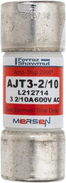 Ferraz Shawmut - 500 VDC, 600 VAC, 3.2 Amp, Time Delay General Purpose Fuse - Clip Mount, 2-1/4" OAL, 100 at DC, 200 at AC, 300 (Self-Certified) kA Rating, 13/16" Diam - Caliber Tooling