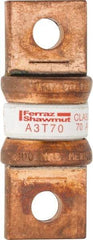 Ferraz Shawmut - 160 VDC, 300 VAC, 70 Amp, Fast-Acting General Purpose Fuse - Bolt-on Mount, 2-5/32" OAL, 200 at AC, 50 at DC kA Rating, 13/16" Diam - Caliber Tooling