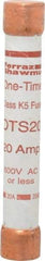 Ferraz Shawmut - 300 VDC, 600 VAC, 20 Amp, Fast-Acting General Purpose Fuse - Clip Mount, 127mm OAL, 20 at DC, 50 at AC kA Rating, 13/16" Diam - Caliber Tooling