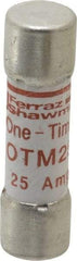 Ferraz Shawmut - 250 VAC, 25 Amp, Fast-Acting General Purpose Fuse - Clip Mount, 1-1/2" OAL, 10 at AC kA Rating, 13/32" Diam - Caliber Tooling