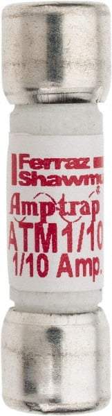 Ferraz Shawmut - 600 VAC/VDC, 0.1 Amp, Fast-Acting General Purpose Fuse - Clip Mount, 1-1/2" OAL, 100 at AC/DC kA Rating, 13/32" Diam - Caliber Tooling