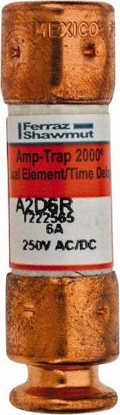 Ferraz Shawmut - 250 VAC/VDC, 6 Amp, Time Delay General Purpose Fuse - Clip Mount, 51mm OAL, 100 at DC, 200 at AC kA Rating, 9/16" Diam - Caliber Tooling