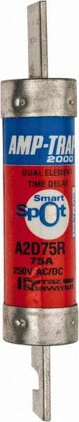 Ferraz Shawmut - 250 VAC/VDC, 75 Amp, Time Delay General Purpose Fuse - Clip Mount, 5-7/8" OAL, 100 at DC, 200 at AC kA Rating, 1-1/16" Diam - Caliber Tooling