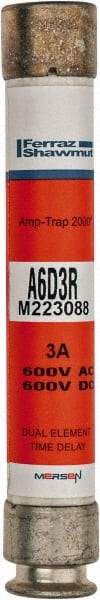 Ferraz Shawmut - 600 VAC/VDC, 3 Amp, Time Delay General Purpose Fuse - Clip Mount, 127mm OAL, 100 at DC, 200 at AC kA Rating, 13/16" Diam - Caliber Tooling