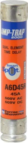 Ferraz Shawmut - 600 VAC/VDC, 45 Amp, Time Delay General Purpose Fuse - Clip Mount, 5-1/2" OAL, 100 at DC, 200 at AC kA Rating, 1-1/16" Diam - Caliber Tooling