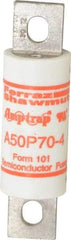 Ferraz Shawmut - 450 VDC, 500 VAC, 70 Amp, Fast-Acting Semiconductor/High Speed Fuse - Bolt-on Mount, 3-5/8" OAL, 100 at AC, 79 at DC kA Rating, 1" Diam - Caliber Tooling