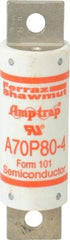 Ferraz Shawmut - 650 VDC, 700 VAC, 80 Amp, Fast-Acting Semiconductor/High Speed Fuse - Bolt-on Mount, 4-3/8" OAL, 100 at AC/DC kA Rating, 31mm Diam - Caliber Tooling