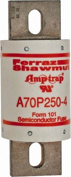 Ferraz Shawmut - 650 VDC, 700 VAC, 250 Amp, Fast-Acting Semiconductor/High Speed Fuse - Bolt-on Mount, 5-3/32" OAL, 100 at AC/DC kA Rating, 2" Diam - Caliber Tooling