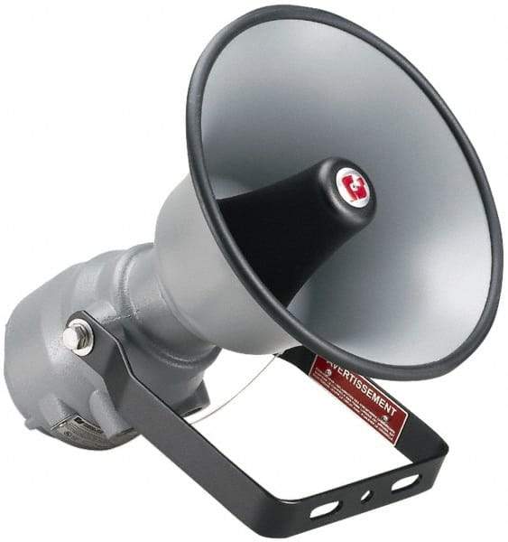 Federal Signal Corp - 15 Max Watt, 13.1 Inch Diameter, Round Aluminum Explosion Proof Horn and Speaker - Weather and Waterproof, 16.3 Inch Deep, Includes 25, 70 Volt Transformer - Caliber Tooling