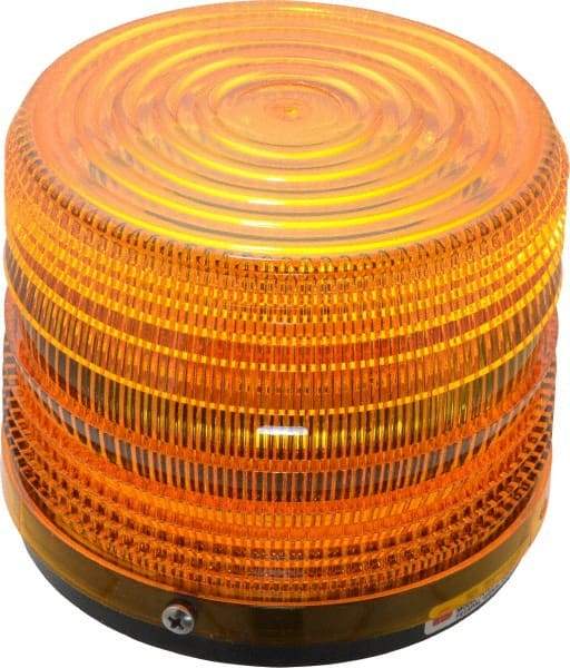 Federal Signal Corp - 120 VAC, 3R NEMA Rated, Strobe Tube, Amber, Strobe Light - 80 Flashes per min, 1/2 Inch Pipe, 5-1/2 Inch Diameter, 5-1/4 Inch High, IP66 Ingress Rating, Pipe Mount - Caliber Tooling