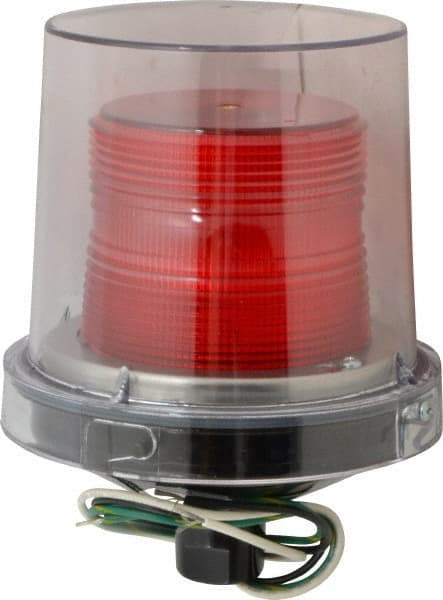 Federal Signal Corp - 120 VAC, 4X NEMA Rated, Strobe Tube, Red, Strobe Light - 80 Flashes per min, 1/2 Inch Pipe, 5-1/2 Inch Diameter, 7-1/4 Inch High, IP66 Ingress Rating, Pipe Mount - Caliber Tooling