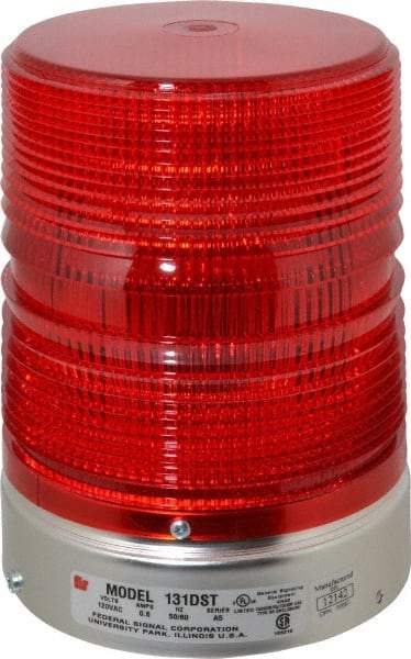 Federal Signal Corp - 120 VAC, 3R NEMA Rated, Strobe Tube, Red, Double Flash Strobe Light - 80 Flashes per min, 1/2 Inch Pipe, 5-11/16 Inch Diameter, 8-1/2 Inch High, IP45 Ingress Rating, Pipe Mount - Caliber Tooling