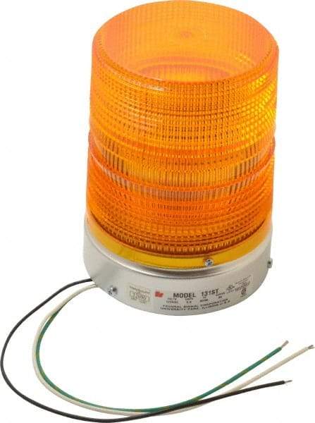 Federal Signal Corp - 120 VAC, 3R NEMA Rated, Strobe Tube, Amber, Single Flash Strobe Light - 80 Flashes per min, 1/2 Inch Pipe, 5.7 Inch Diameter, 8-1/2 Inch High, IP45 Ingress Rating, Pipe Mount - Caliber Tooling