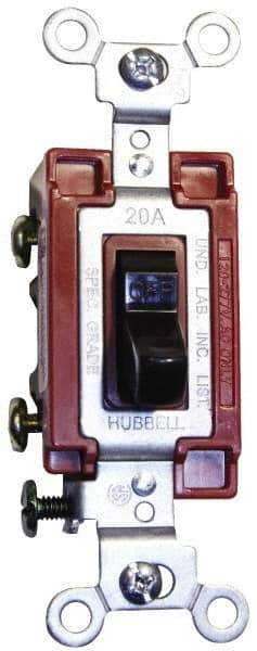 Hubbell Wiring Device-Kellems - 1 Pole, 120 to 277 VAC, 20 Amp, Commercial Grade, Toggle, Wall and Dimmer Light Switch - 4-1/16 Inch High - Caliber Tooling