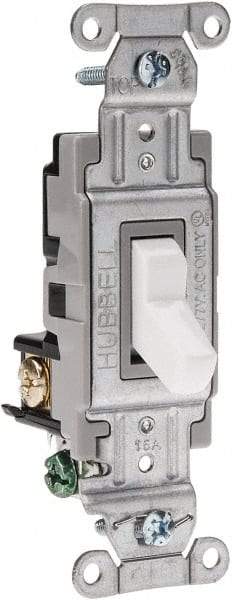 Hubbell Wiring Device-Kellems - 3 Pole, 120 to 277 VAC, 15 Amp, Commercial Grade, Toggle, Wall and Dimmer Light Switch - 4-1/16 Inch High - Caliber Tooling