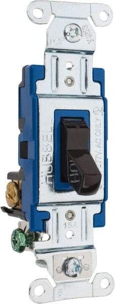 Hubbell Wiring Device-Kellems - 3 Pole, 120 to 277 VAC, 15 Amp, Commercial Grade, Toggle, Wall and Dimmer Light Switch - 4.06 Inch Wide x 103.2 mm High - Caliber Tooling