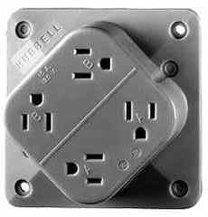 Hubbell Wiring Device-Kellems - 125 VAC, 15 Amp, 5-15R NEMA Configuration, Brown, Hospital Grade, Self Grounding Fourplex Receptacle - 1 Phase, 2 Poles, 3 Wire, Flush Mount, Impact Resistant - Caliber Tooling