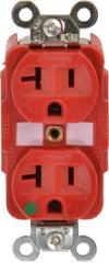 Hubbell Wiring Device-Kellems - 125 VAC, 20 Amp, 5-20R NEMA Configuration, Red, Hospital Grade, Self Grounding Duplex Receptacle - 1 Phase, 2 Poles, 3 Wire, Flush Mount, Tamper Resistant - Caliber Tooling