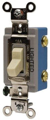 Hubbell Wiring Device-Kellems - 3 Pole, 120 to 277 VAC, 15 Amp, Residential Grade, Toggle, Wall and Dimmer Light Switch - 1-5/16 Inch Wide x 4-1/16 Inch High - Caliber Tooling