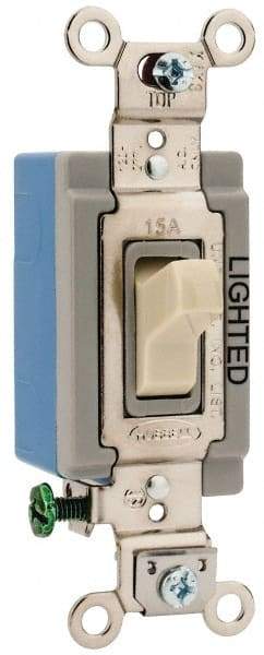 Hubbell Wiring Device-Kellems - 1 Pole, 120 to 277 VAC, 15 Amp, Residential Grade, Toggle, Wall and Dimmer Light Switch - 1-5/16 Inch Wide x 4-1/16 Inch High - Caliber Tooling