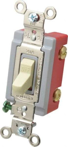 Hubbell Wiring Device-Kellems - 1 Pole, 120 to 277 VAC, 20 Amp, Industrial Grade, Toggle, Wall and Dimmer Light Switch - 1-5/16 Inch Wide x 4-1/16 Inch High - Caliber Tooling