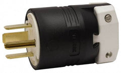 Hubbell Wiring Device-Kellems - 250 VAC, 60 Amp, 15-60P NEMA, Straight, Self Grounding, Commercial, Industrial Grade Plug - 3 Pole, 4 Wire, 3 Phase, 10 hp, Nylon, Black, White - Caliber Tooling