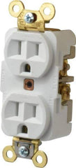 Hubbell Wiring Device-Kellems - 125 VAC, 15 Amp, 5-15R NEMA Configuration, White, Specification Grade, Self Grounding Duplex Receptacle - 1 Phase, 2 Poles, 3 Wire, Flush Mount, Corrosion, Heat and Impact Resistant - Caliber Tooling