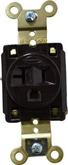 Hubbell Wiring Device-Kellems - 125 VAC, 20 Amp, 5-20R NEMA Configuration, Brown, Specification Grade, Self Grounding Single Receptacle - 1 Phase, 2 Poles, 3 Wire, Flush Mount, Corrosion, Heat and Impact Resistant - Caliber Tooling