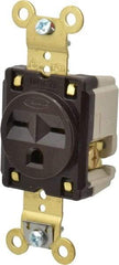 Hubbell Wiring Device-Kellems - 250 VAC, 15 Amp, 6-15R NEMA Configuration, Brown, Specification Grade, Self Grounding Single Receptacle - 1 Phase, 2 Poles, 3 Wire, Flush Mount - Caliber Tooling