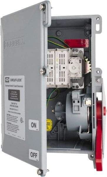 Hubbell Wiring Device-Kellems - 600VAC, 3 Pole, 4X, Enclosed Fused Cam & Disconnect Switch - 11.46 Inch Wide x 15.03 Inch High x 7.27 Inch Deep - Caliber Tooling