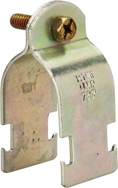 Thomas & Betts - 1-3/8" Pipe, 14 Gauge" Pipe or Tube Clamp - Gold Galvanized, 1,000 Lb Capacity - Caliber Tooling