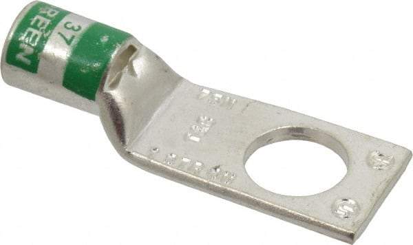 Thomas & Betts - 1 AWG Noninsulated Compression Connection Square Ring Terminal - 1/2" Stud, 2.1" OAL x 0.76" Wide, Tin Plated Copper Contact - Caliber Tooling