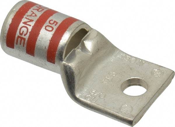 Thomas & Betts - 3/0 AWG Noninsulated Compression Connection Rectangle Ring Terminal - 1/4" Stud, 1-3/4" OAL x 0.92" Wide, Tin Plated Copper Contact - Caliber Tooling