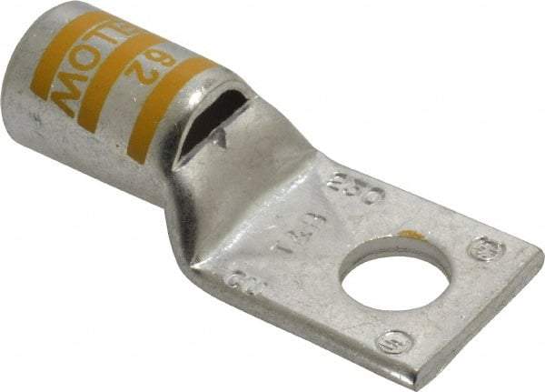 Thomas & Betts - 250 kcmil Wire Noninsulated Compression Connection Square Ring Terminal - 1/2" Stud, 2.6" OAL x 1.13" Wide, Tin Plated Copper Contact - Caliber Tooling