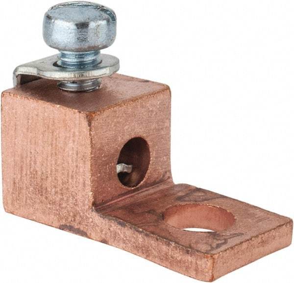 Thomas & Betts - 14-8 AWG Noninsulated Compression Connection Square Ring Terminal - 1/4" Stud, 1-1/8" OAL x 1/2" Wide, Copper Contact - Caliber Tooling