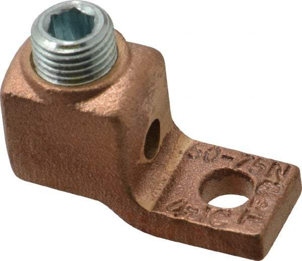 Thomas & Betts - 4-1 AWG Noninsulated Lug Connection Square Ring Terminal - 1/4" Stud, 1-5/8" OAL x 5/8" Wide, Tin Plated Copper Contact - Caliber Tooling