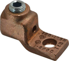 Thomas & Betts - 1-2/0 AWG Noninsulated Compression Connection Square Ring Terminal - 3/8" Stud, 1-15/16" OAL x 13/16" Wide, Copper Contact - Caliber Tooling