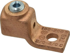 Thomas & Betts - 2/0-4/0 AWG Noninsulated Compression Connection Square Ring Terminal - 3/8" Stud, 2-3/8" OAL x 1" Wide, Copper Contact - Caliber Tooling