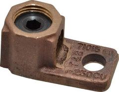 Thomas & Betts - 1 AWG Noninsulated Crimp Connection D Shaped Ring Terminal - 3/8" Stud, 2-1/32" OAL x 1" Wide, Copper Contact - Caliber Tooling