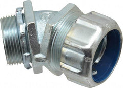 Thomas & Betts - 1-1/4" Trade, Malleable Iron Threaded Angled Liquidtight Conduit Connector - Noninsulated - Caliber Tooling