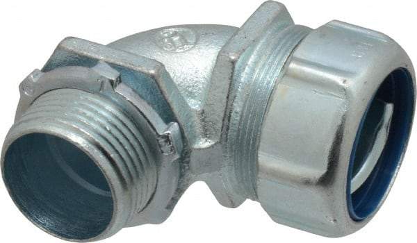 Thomas & Betts - 1" Trade, Malleable Iron Threaded Angled Liquidtight Conduit Connector - Noninsulated - Caliber Tooling