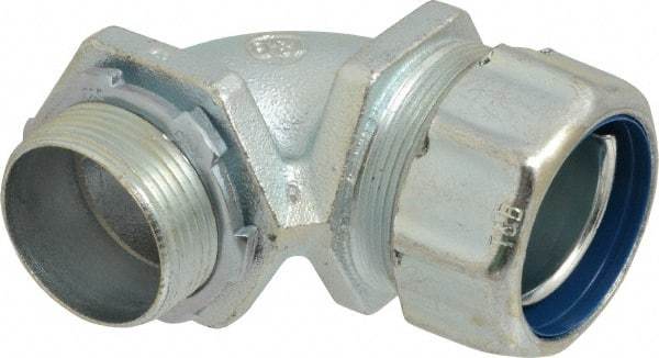 Thomas & Betts - 1-1/4" Trade, Malleable Iron Threaded Angled Liquidtight Conduit Connector - Noninsulated - Caliber Tooling