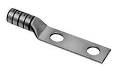 Thomas & Betts - 1/0 AWG Noninsulated Compression Connection Rectangle Ring Terminal - 5/16" Stud, 2.97" OAL x 3/4" Wide, Tin Plated Copper Contact - Caliber Tooling