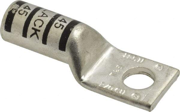 Thomas & Betts - 2/0 AWG Noninsulated Compression Connection Square Ring Terminal - 3/8" Stud, 2.28" OAL x 0.83" Wide, Tin Plated Copper Contact - Caliber Tooling