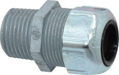 Thomas & Betts - 0.45 to 0.56" Cable Capacity, Liquidtight, Straight Strain Relief Cord Grip - 1/2 NPT Thread, 1-21/32" Long, Zinc - Caliber Tooling