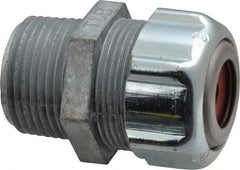 Thomas & Betts - 1/8 to 1/4" Cable Capacity, Liquidtight, Straight Strain Relief Cord Grip - 3/4 NPT Thread, 1-3/4" Long, Zinc - Caliber Tooling